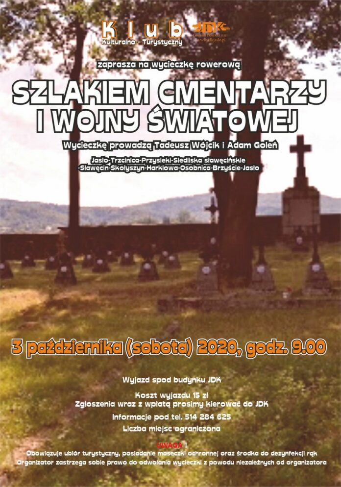 Plakat promujący wyprawę szlakiem cmentarzy I wojny światowej