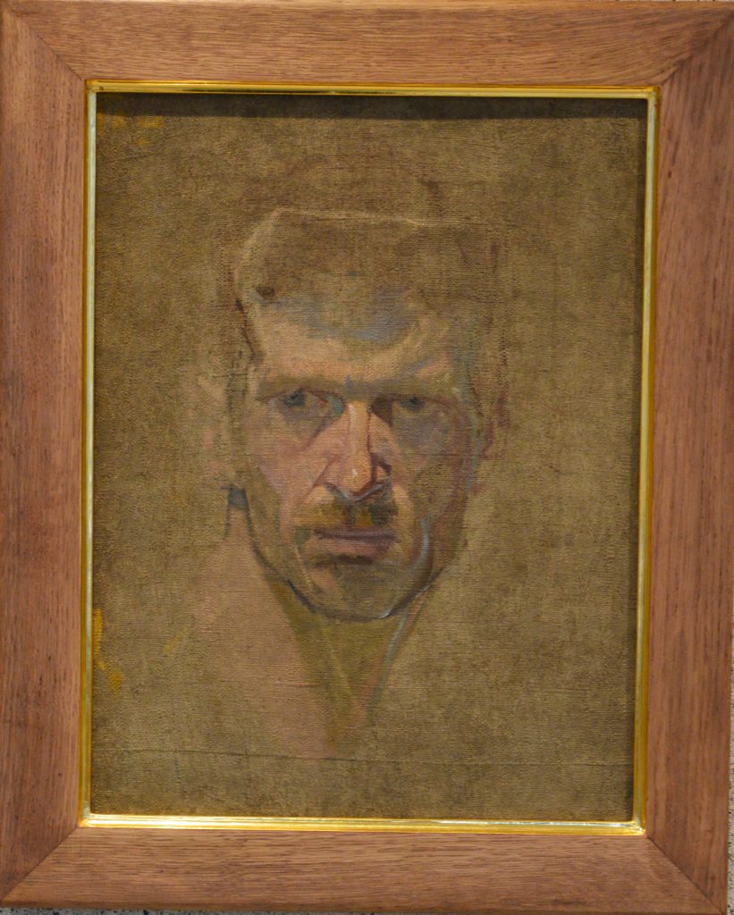 Ignacy Pinkas: Głowa modela. Niedokończony rysunek twarzy męskiej. Olej na płótnie, przed 1900 r.