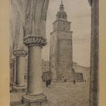 Ignacy Pinkas: Kraków, Wieża Ratuszowa, autolitografia, 1935 r.