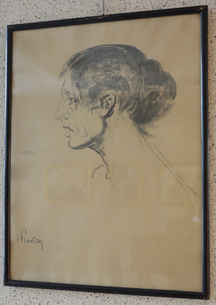 Ignacy Pinkas: Studium głowy kobiecej z profilu. Węgiel na dykcie, 1919 r.