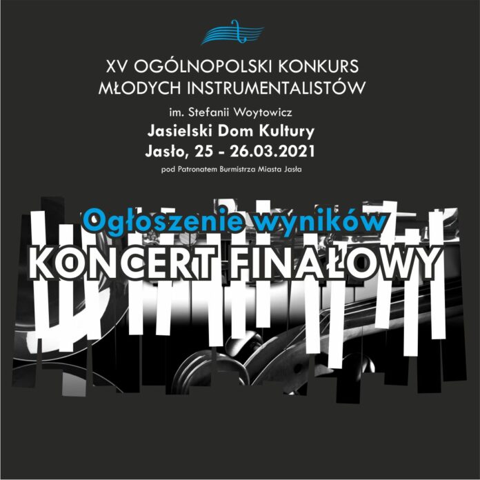 Plakat: zapowiedź koncertu piętnastego ogólnopolskiego konkursu młodych instrumentalistów