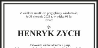 Zmarł Henryk Zych Zmarł Henryk Zych. Klepsydra