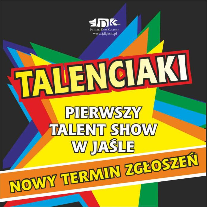 talenciaki ikonkoa nowy termin Baner informujący o konkursie talenciaki. Na kolorowym tle informacja tekstowa żółto biała