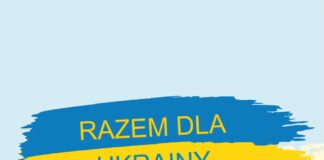 Razem dla Ukrainy Obraz zawiera kolory narodowe Ukrainy oraz tekst. Razem dla Ukrainy. Jasielski Dom Kultury
