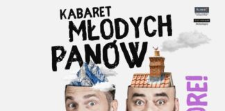 Kabaret Młodych Panów w JDK. Już dziś! Obraz zawiera: Cztery głowy członków Kabaretu Młodych Panów z których wystają różne rzeczy i logo JDK. Tekst: Kabaret Młodych Panów. To jest chore!
