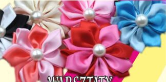 Warsztaty z kwiatami w JDK Obraz zawiera: kolorwe kwiaty z aksamitu, logo JDK oraz tekst. Warsztaty z kwiatami. (spinki, broszki, serduszka origami). Jasielski Dom Kultury. www.jdkjaslo.pl