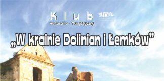 Obarz zawiera: Zdjęcie ruin zamku, logo JDK i tekst: Klub Kulturalno - Turystyczny. "W krainie Dolinian i Łemków".