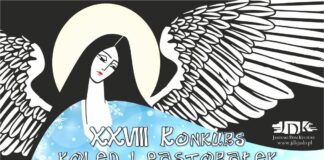 Lista uczestników XXVIII Konkursu Kolęd i Pastorałek „Na nutę kantyczek”- Kolędy Podkarpacia” Obraz zawiera: Postać anioła z rozpostartymi skrzydłami i aureolą, spoglądającego w dół. Z jego prawej strony znajduje się logo JDK, u dołu plakatu logo partnera wydarzenia: Sieci Sklepów MPM oraz Oficjalnego Partnera Motoryzacyjnego Toyoty Jasło. Pósrodku plakatu znalazł się tekst: XXVIII Konkurs Kolęd i Pastorałek "Na Nutę Kantyczek". Konkursowi patronują: Burmistrz Miasta Jasła, Ksiądz Dziekan Dekanatu Jasło Wschód.