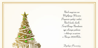 Niech magiczna noc Wigilijnego Wieczoru Przyniesie spokój i radość. Niech każda chwila Świąt Bożego Narodzenia żyje własnym pięknem i obdaruje szczęściem w Nowym 2024 Roku. Dyrekcja i Pracownicy Jasielskiego Domu Kultury,