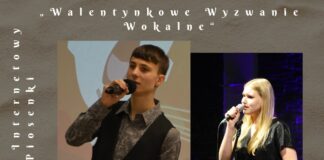 Walentynkowe nagrody dla wokalistów JDK Na szarym tle zdjęcia solistów jasielskiego domu kultury, laureatów walentynkowego konkursu