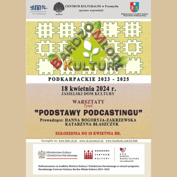 Miniaturka plakatu informującego o warsztatach z podcastu w ramach programu Bardzo Młoda Kultura