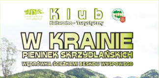 KK-T JDK i PTTK w Jaśle zapraszają w Beskid Wyspowy. Wycieczka odwołana! Na jasnym tle informacja o odwołanej wycieczce do pieninek skrzydlańskich