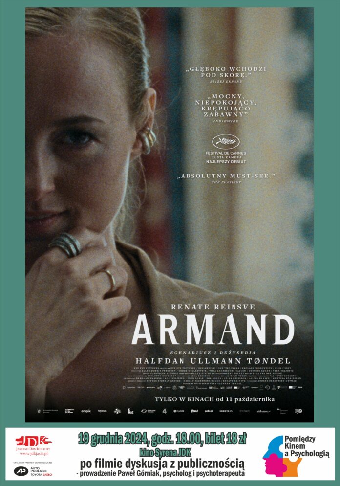 plakat informujący o terminie emisji filmuj w kinie i o spotkaniu z psychologiem