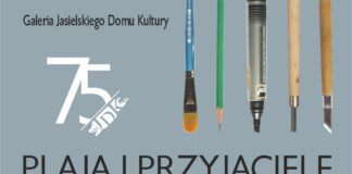 Mały plakat informujący o wernisażu Plaja i przyjaciele