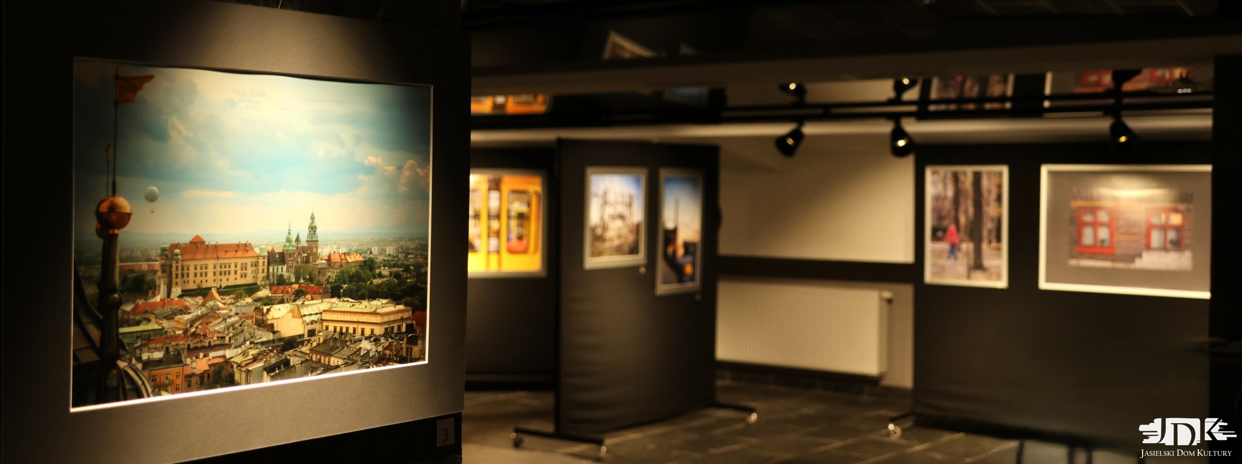 na zdjęciu fotografie autora wyeksponowane na czarnych panelach