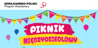 Szykujcie się na dobrą zabawę i sportowa rywalizację w duchu fair play. Piknik międzyosiedlowy zbliża się wielkimi krokami! Plakat promujący „Piknik Międzyosiedlowy” organizowany w ramach programu „Szwajcarsko-Polski Program Współpracy”. Wydarzenie odbędzie się 27 września 2026 roku w godzinach 13:00–18:00 na Stadionie MOSiR przy ul. Sikorskiego 15 w Jaśle. W programie: rywalizacja sportowo-rekreacyjna reprezentacji 16 jasielskich osiedli, miniolimpiada osiedlowa, strefa dla najmłodszych z animacjami, grami, zabawami, malowaniem twarzy i dmuchańcami oraz część artystyczna z występami zespołu Pieśni i Tańca „Mali Jaślanie”, Miejskiej Orkiestry Dętej i przedstawicieli miejskich osiedli. Na plakacie znajdują się ilustracje dzieci i młodzieży uprawiających sport oraz kolorowe elementy związane z piknikiem. W przypadku niepogody wydarzenie odbędzie się w obiektach sportowych MOSiR przy ul. Sikorskiego 15. Projekt „Rozwijamy Jasło!” jest dofinansowany przez Fundusze Szwajcarskie.